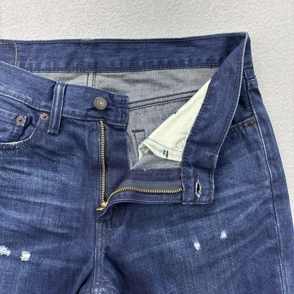 Levi's 514 jeans mens 34x30 distressed blue denim Whiskered Fade Straight Grunge